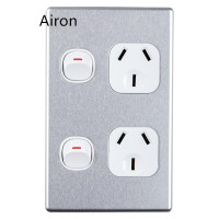 Double Powerpoint 10A Vertical Cover - Aluminium